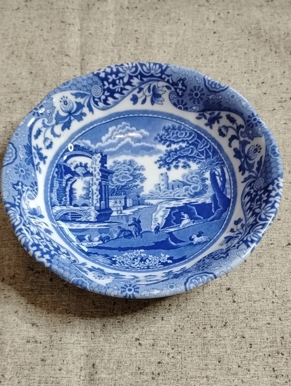 Spode Blue Transferware Decorative Serving Bowl - Classic Scenic Pattern